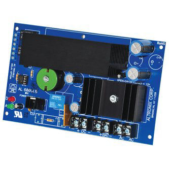 Altronix 12VDC or 24VDC @ 6 amp, AC andbattery mo