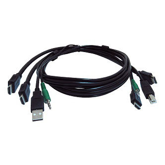 Blackbox 10 ft KVM USB Dual HDMI Cable wAudio TAA