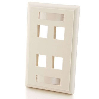 CablesToGo FOUR PORT KEYSTONE SINGLE GANG WALLPLATE