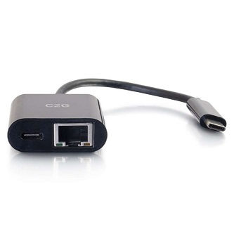 CablesToGo USB-C Ethernet Adapter w/ Power Black