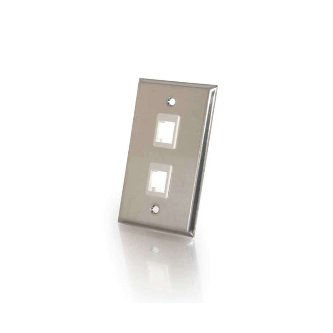 CablesToGo 2 PORT SINGLE GANG FACE PLATE STAINLESS