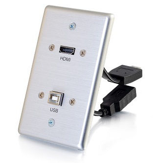 CablesToGo Aluminum Single Gang HDMI USB WP