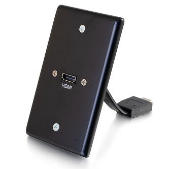 CablesToGo Single gang HDMI pigtail Black WP