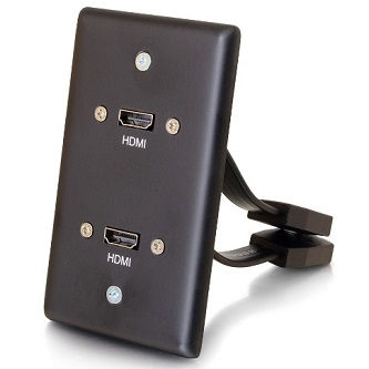 CablesToGo Single gang dual HDMI pigtail Black WP
