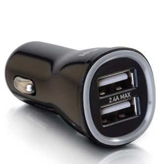 CablesToGo 2 Port USB Car Charger 5V 2.4A Smart IC