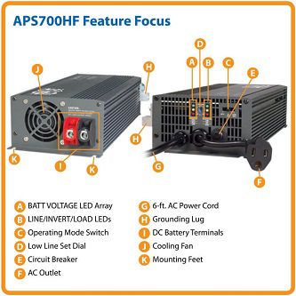 Eaton 700W 12V DC to AC Inver w/Auto