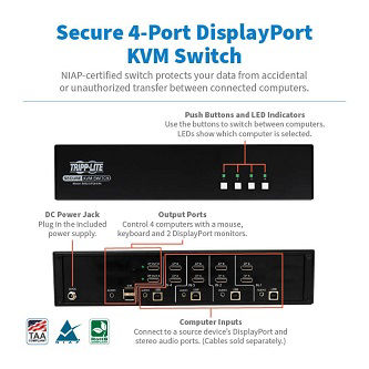 Eaton 4P SECURE KVM,DUAL DP NIAP 4.0