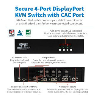 Eaton SECURE KVM SWITCH 4-PORT DP 4K