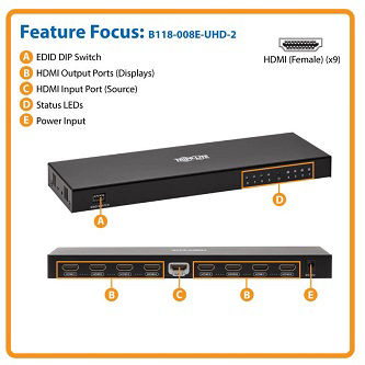Eaton HDMI Splitter 8-Port 4K @ 60Hz