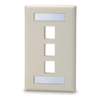 Signamax 3-Port Single Gang Faceplate w/Labeling,