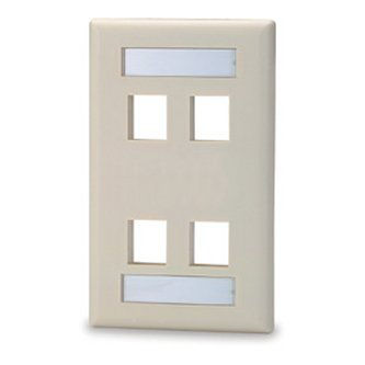 Signamax 4-Port Single Gang Faceplate w/Labeling,