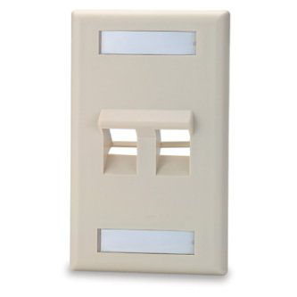 Signamax 2-Port Single Gang Angled Faceplate, Whi
