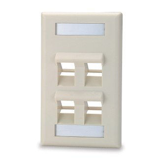 Signamax 4-Port Single Gang Angled Faceplate, Whi