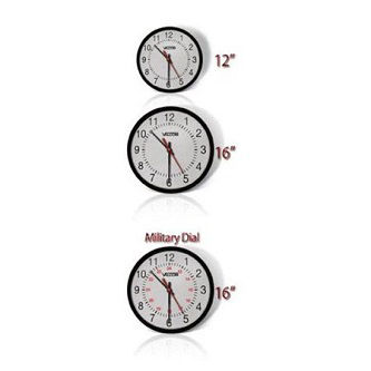 Valcom 12" Round Wireless Clock, Black, Surface