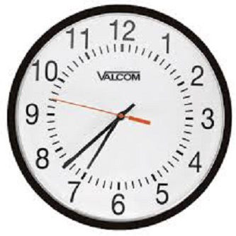 Valcom 16" Round Wireless Clock, Black, Surface