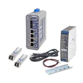 AMG Systems Industrial 6 Port PoE Managed Switch Kit