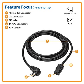 Eaton Computer Power Cord Right-Angl