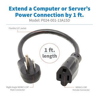 Eaton Power Extension Cord Right-Ang