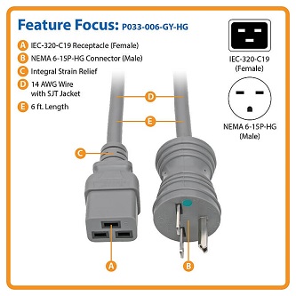 Eaton Hospital Medical Power Cord 15