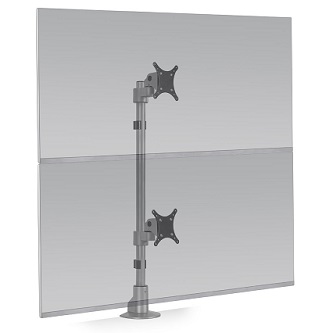 HAT Design Works Connex Dual Monitor Mount 1-over-1, Silv