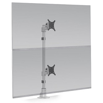 HAT Design Works Connex Dual Monitor Mount 1-over-1, Whit