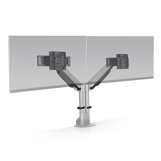 HAT Design Works E2 Dual Monitor Arm Silver