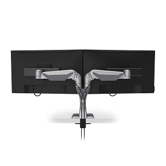 HAT Design Works E5 Dual Dynamic Monitor Arm - Silver