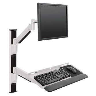 HAT Design Works Wall Track Workstation w/Keyboard & Arm