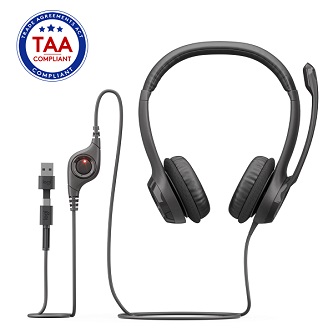 Logitech H390 USB Hybrid Headset TAA (Black)